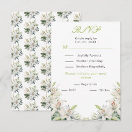 Cartão RSVP Flores de Lírio Branco Casamento