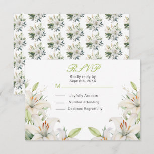 Cartão RSVP Flores de Lírio Branco Casamento