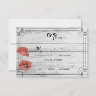 Cartão RSVP Flores de Madeira Branca Rústica Flores de Casame