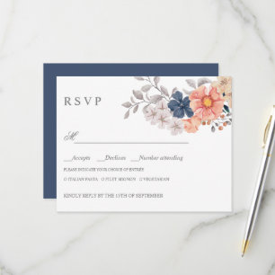 Cartão RSVP Flores de Marinho de coral, CASAMENTO RSVP, ESCOLH