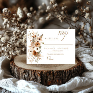 Cartão RSVP Flores de outono Bohemian Boho |