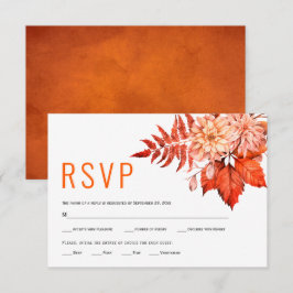 Cartão RSVP Flores de outono cor laranja casamento outono flor