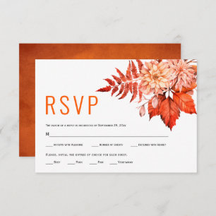 Cartão RSVP Flores de outono cor laranja casamento outono flor