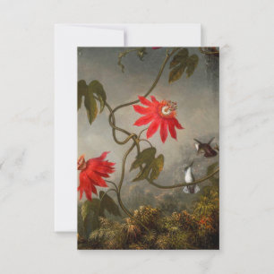 Cartão RSVP Flores de Paixão com Pássaros Hummingbird