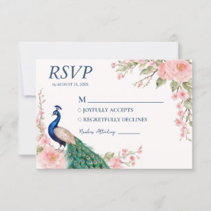 Cartão RSVP Flores de Peacock de Cores Aquáticas Trendy