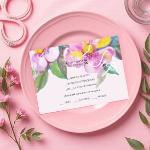 Cartão RSVP Flores de Pêssego Artístico Cintado à mão