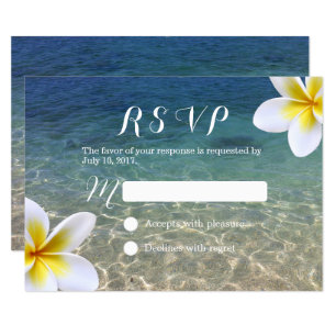 Cartão RSVP Flores de Plumeria Tropicais Casamento de Praia RS