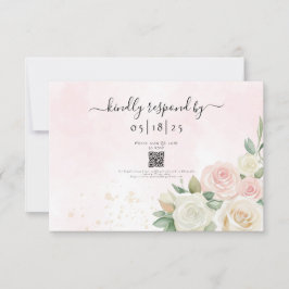 Cartão RSVP Flores de Rosa Rosa e Branca