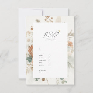 Cartão RSVP Flores de Terracota e Jantar de Casamento na Moda