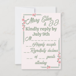 Cartão RSVP Flores Desbotadas na Era da Depressão