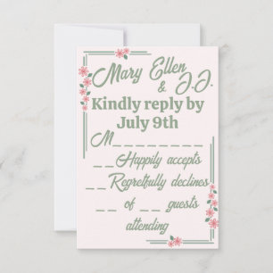 Cartão RSVP Flores Desbotadas na Era da Depressão