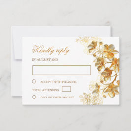 Cartão RSVP Flores Douradas Casamento