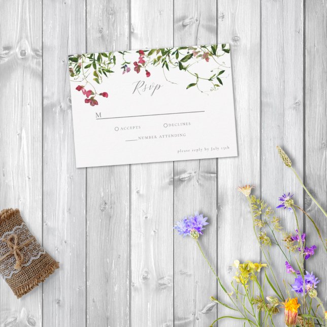 Cartão RSVP Flores e Vegetação Selvagens e Caprichosas (Criador carregado)