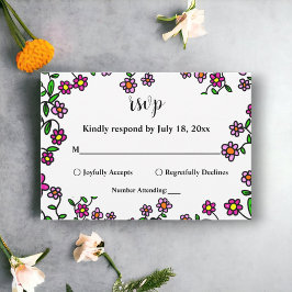 Cartão RSVP Flores Elegantes do Jardim Botânico Casamento Flor