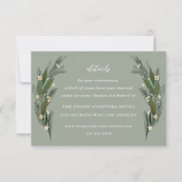 Cartão RSVP Flores Esboçadas Deixam Detalhes da Sage Verde