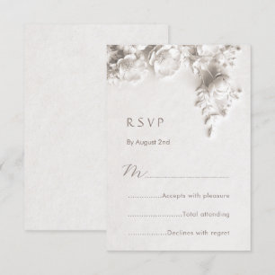 Cartão RSVP Flores Esculturais de Marfim Rosas Silvestres