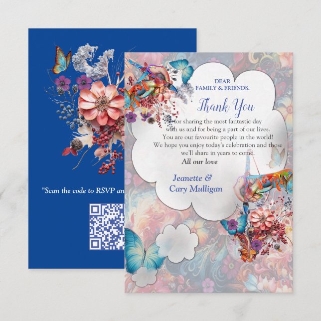 Cartão RSVP Flores Fantásticas de Pintura expressando a nature (Frente/Verso)