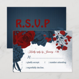 Cartão RSVP Flores marinhos e burgundy botânica