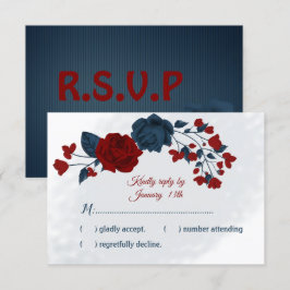 Cartão RSVP Flores marinhos e burgundy botânica