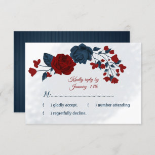 Cartão RSVP Flores marinhos e burgundy botânica