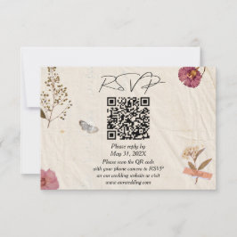 Cartão RSVP Flores Presas De Casamento De chique