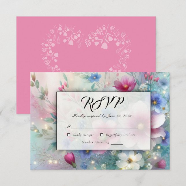 Cartão RSVP Flores Radiantes e Brilhantes da Primavera (Frente/Verso)