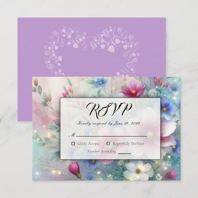 Cartão RSVP Flores Radiantes e Brilhantes da Primavera (Frente/Verso)