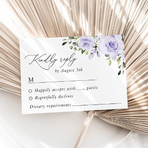 Cartão RSVP Flores Roxas, Flores Lilás, Casamento Floral
