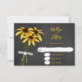 Cartão RSVP Flores selvagens Black Eyed Susan Chalkboard