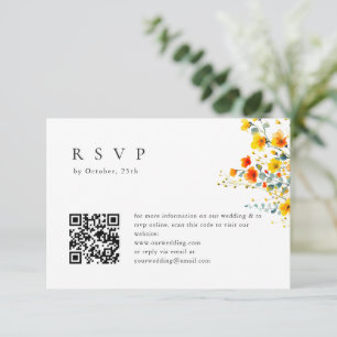 Cartão RSVP Flores Selvagens de Aquarela Elegante Casamento Fl