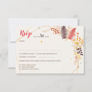 Cartão RSVP Flores Selvagens Samambaia Folhagem de Cogumelos C
