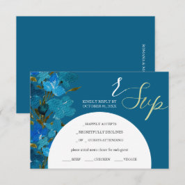 Cartão RSVP Flores Silvestres Artísticas em Aquarela Azul