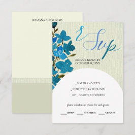 Cartão RSVP Flores Silvestres Artísticas em Aquarela Azul