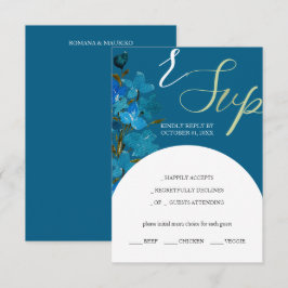 Cartão RSVP Flores Silvestres Artísticas em Aquarela Azul