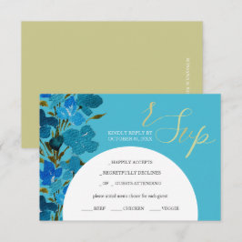 Cartão RSVP Flores Silvestres Artísticas em Aquarela Azul