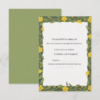 Cartão RSVP Flores Silvestres Florais Amarelo Verde Elegantes
