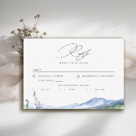 Cartão RSVP Flores Silvestres Montanhas Prado Casamento Modern