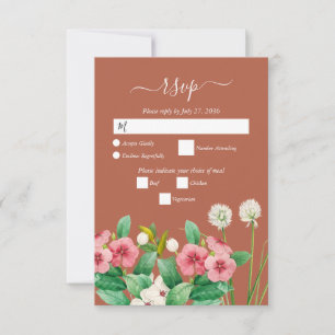 Cartão RSVP Flores Silvestres Vinca Laranja Terracota Casament