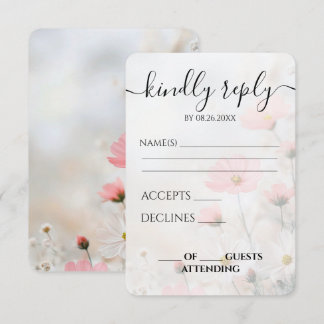 Cartão RSVP Flores Vermelhas Macias Personalizadas para Casame