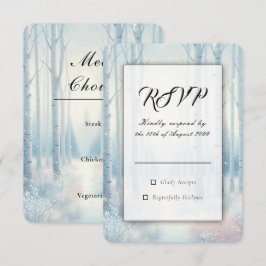 Cartão RSVP Floresta de Bétula Azul Congelada Casamento