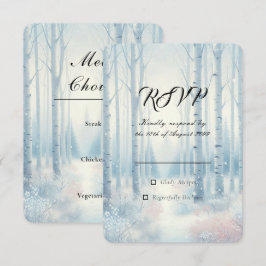 Cartão RSVP Floresta de Bétula Azul Congelada Casamento