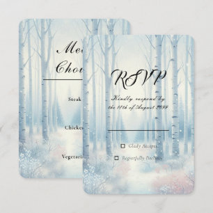 Cartão RSVP Floresta de Bétula Azul Congelada Casamento