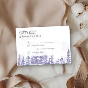 Cartão RSVP Floresta de Inverno Aquarela Lavanda Simples