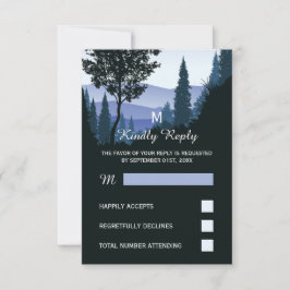Cartão RSVP Floresta de Madeira Azul, Casamento Russo