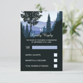 Cartão RSVP Floresta de Madeira Azul, Casamento Russo