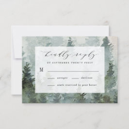 Cartão RSVP Floresta de Pinheiros Casamento Rústico com Tema d