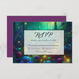 Cartão RSVP Floresta Encantada de Casamento de Joias Radiantes