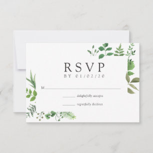 Cartão RSVP Floresta Florestal Greenery Casamento