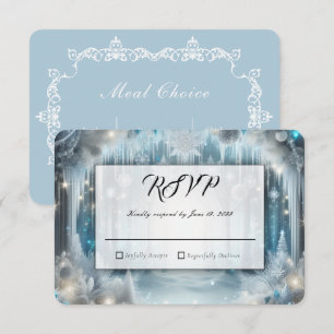 Cartão RSVP Floresta Nevada Reluzente Escolhas Casamento
