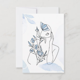 Cartão RSVP Flower Lover Retrato Minimalista Da Wom